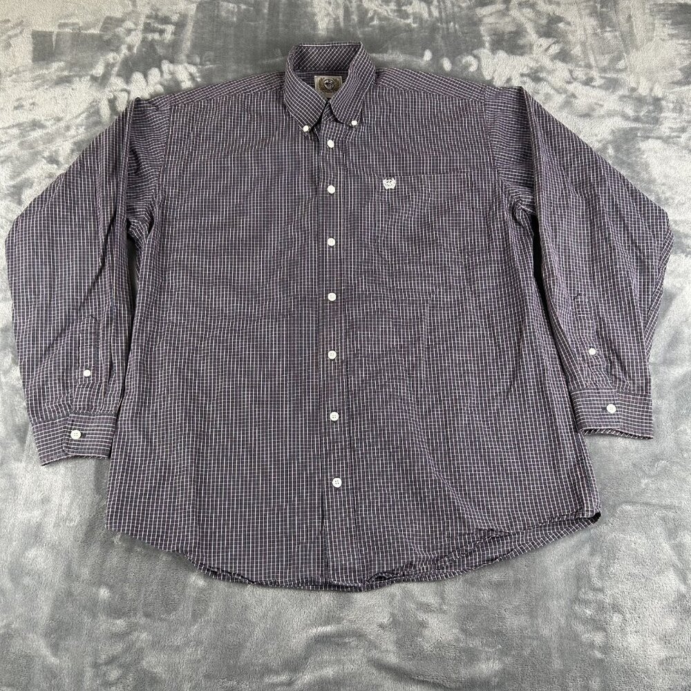Cinch Shirt Adult Medium Navy Small Check Workwear Rodeo Cowboy Western Rancher